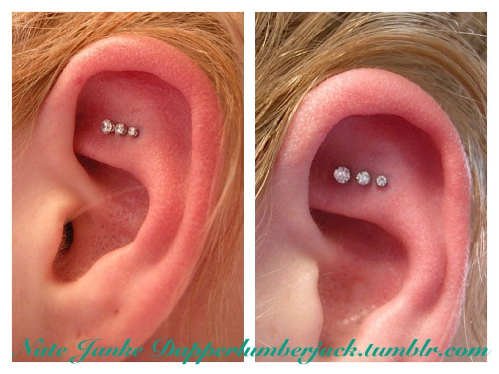 triple piercing above rook. I really like this idea
