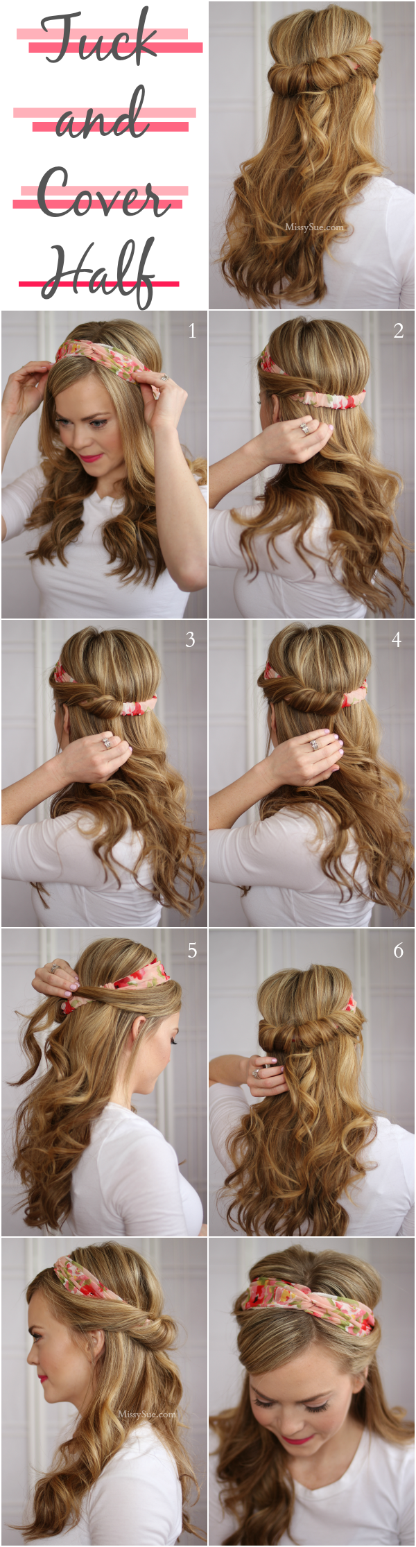 Tuck and Cover Half up hairstyle, the perfect way to your favorite headband!:: P