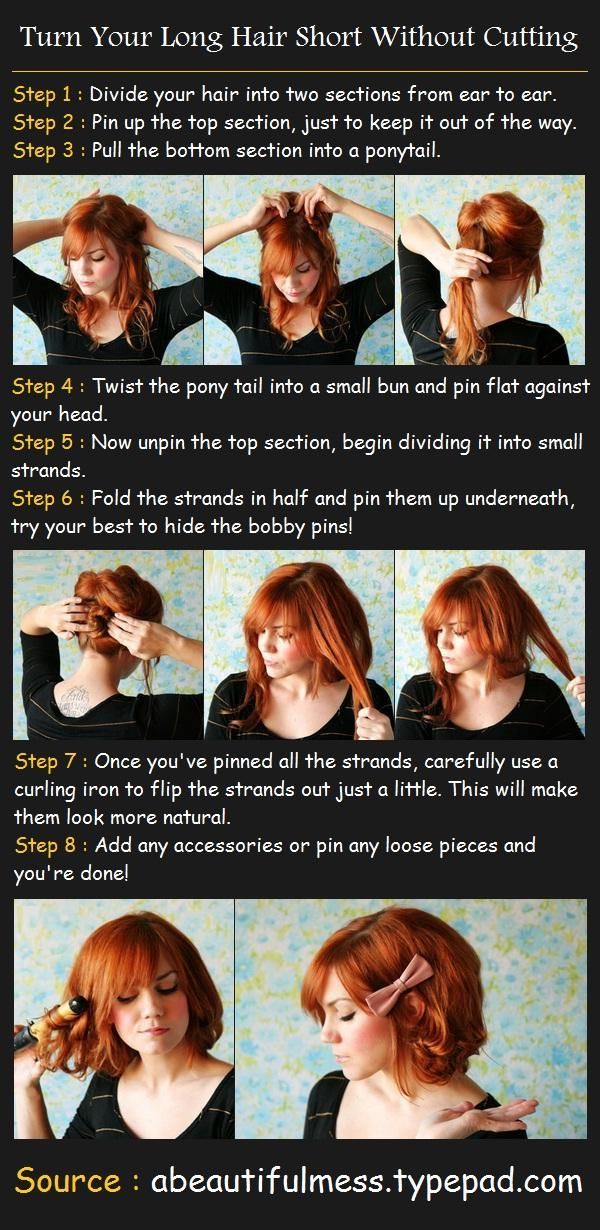 Turn Your Long Hair Short Without Cutting Tutorial. For when I have the desire t