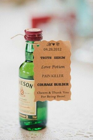 Wedding favor – “truth serum”. Great favor – just hope it doesnt convince people