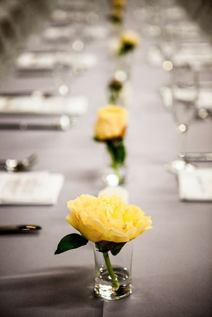 Wedding reception table; flowers by Pot & Box, photo by Sam Doyle Photography.
