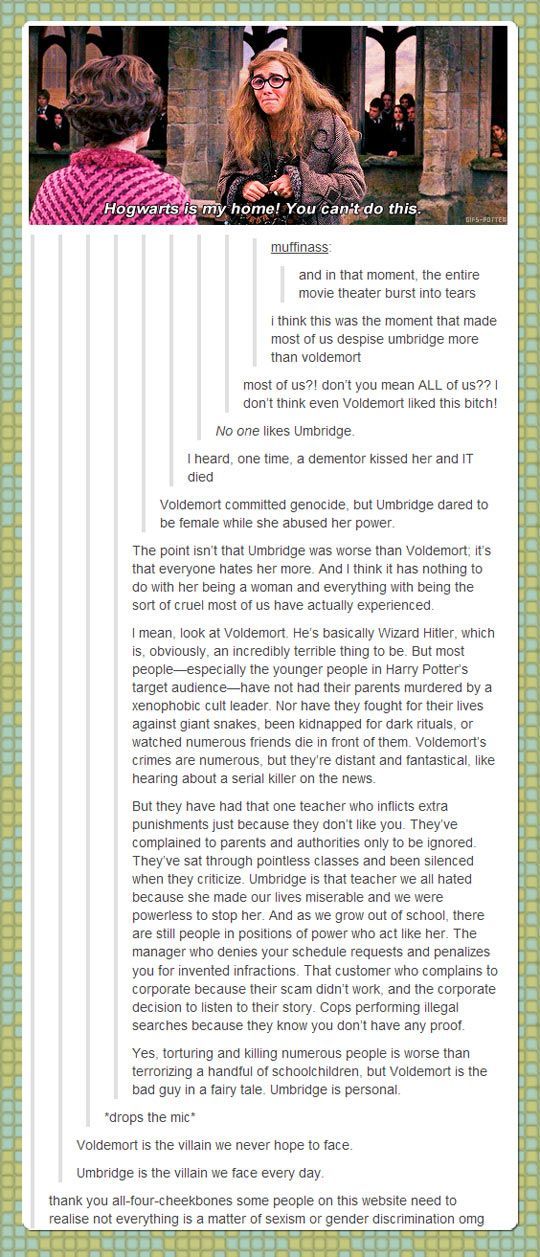Why we all hate Umbridge the most.