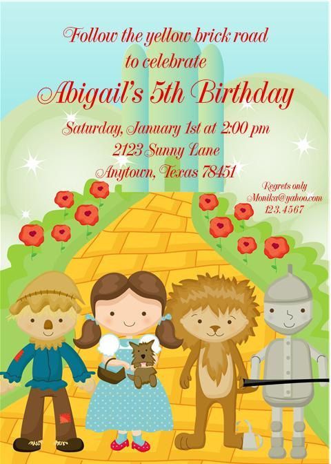 Wizard of Oz Birthday Party Invitations