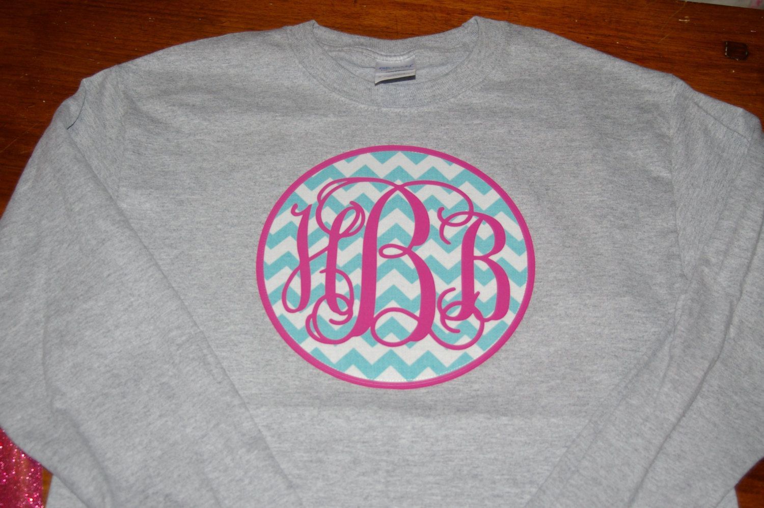 Would be cute on a pullover…Monogram Applique Chevron T-Shirt Womens. $17.00,