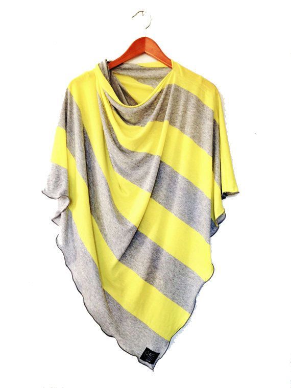Yellow and Gray Nursing Cover for New Moms // Nursing poncho-Full Coverage-Ponch