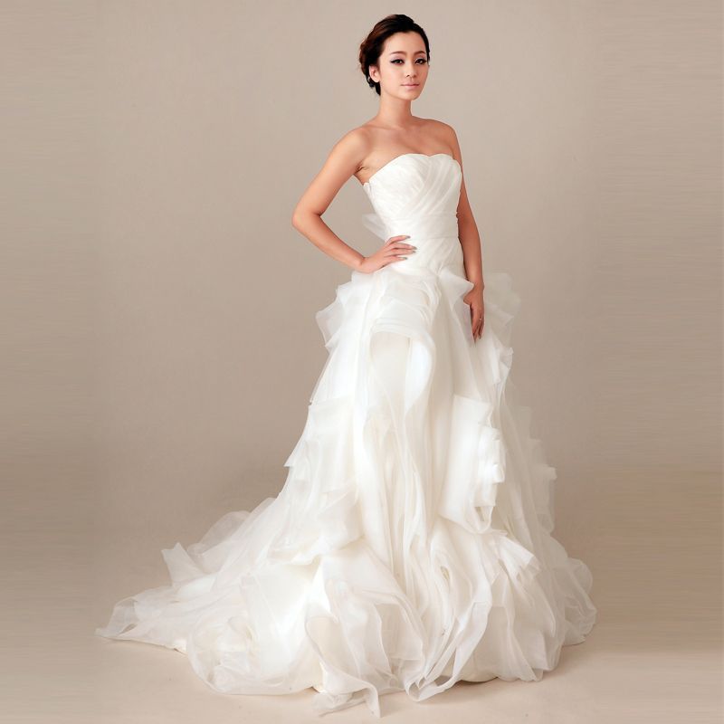 2012 Fall Strapless Organza bridal gown