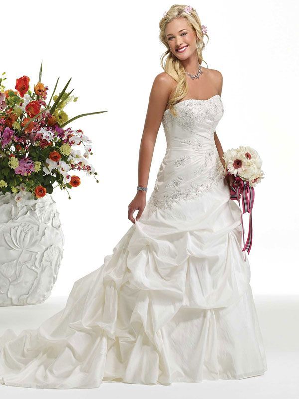 A-line taffeta sleeveless bridal gown