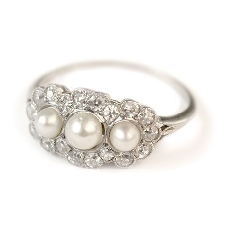 Alice Pearl and Diamond Vintage Engagement Ring circa 1910 | Vintage Engagement