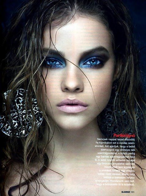 Amazing blue smokey eye-love this intense look for a photo shoot…the wet strin