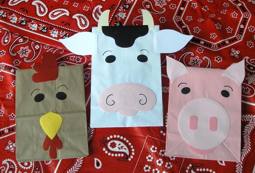 Barnyard Farm Theme Treat Sacks Rooster Cow Pig Birthday Party Goody Bags