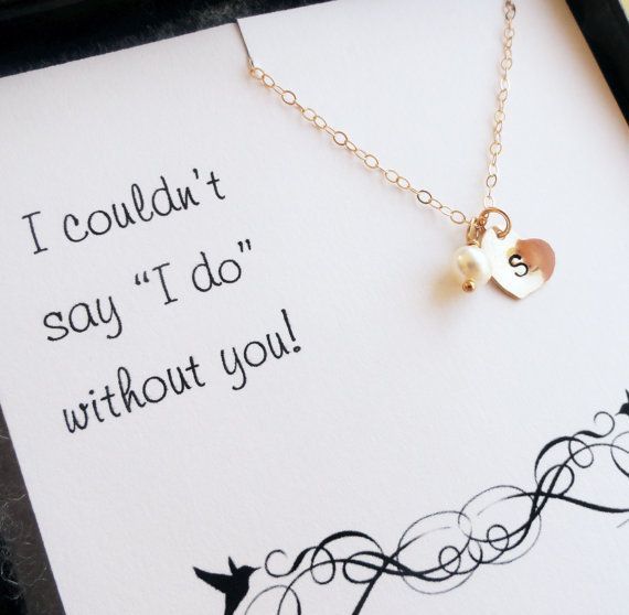 Be My Bridesmaid card with Personalized Necklace, Bridesmaid gift set, Simple in