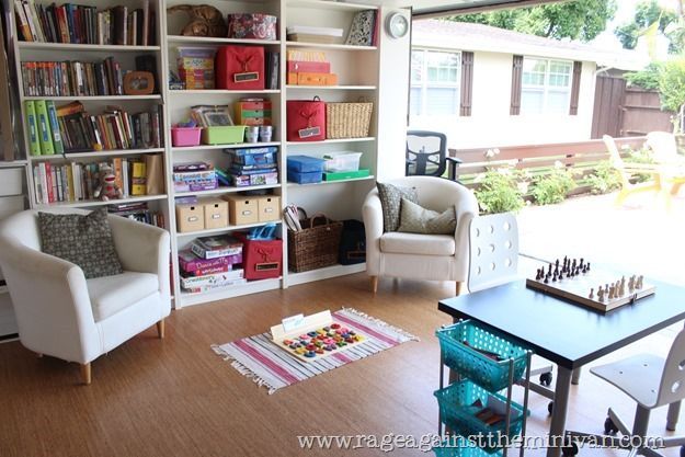 Before and after! #Garage transforms into functional office and playroom.