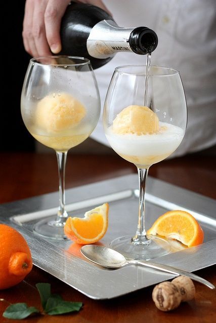 Best mimosas use orange sherbet instead of orange juice, PERFECT for a summertim