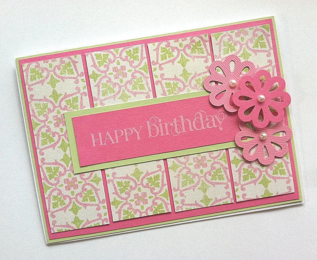 Birthday Card, Pink Birthday Card, Birthday Card for Women or Girls. $3.00, via