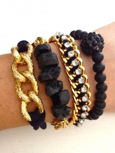Black and gold wrist party set #jewelryinspiration #cousincorp