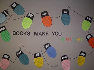 Books make you BRIGHT bulletin board/hall display for the holidays.  Would be cu