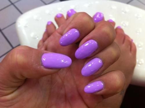 bright lavender  Im staring to like these round nail shapes:)