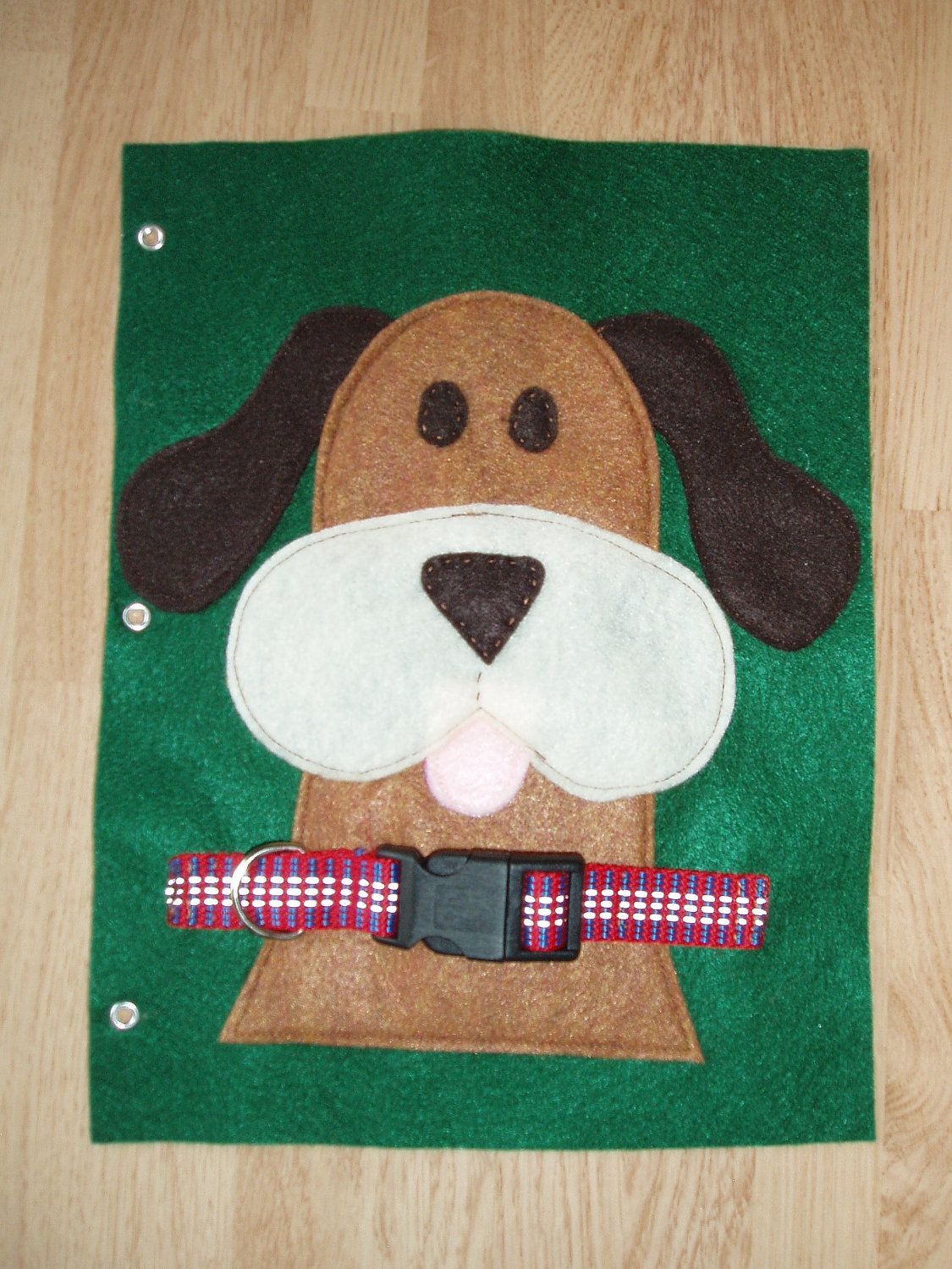 Buckle the Dog Collar Green Felt Quiet Book Page by pagebypage2, $6.50