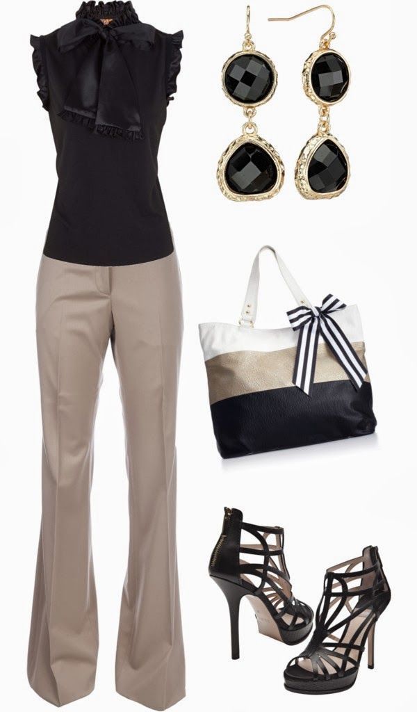 Classy Outfits | Classy Work  Tory Burch blouse, BURBERRY PRORSUM trousers, BALD