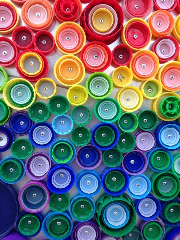 Colorful Bottle Cap Mural – Upcycle
