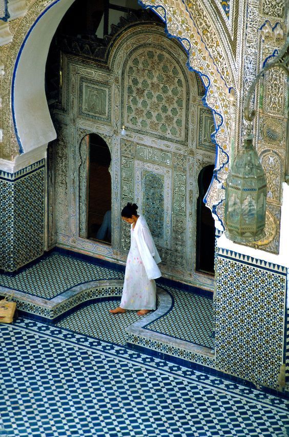 Courtyard, Karaouiyne Mosque , Fez Medina, Morocco. Stunning architecture!