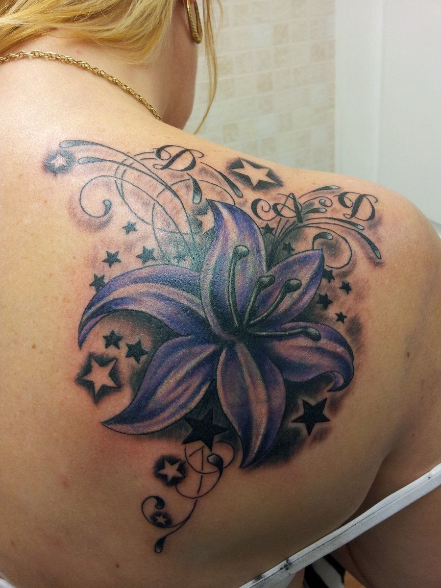 Cover up lily tattoo designs | Lily, swirls and stars by ~Ashtonbkeje on deviant