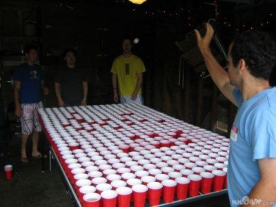 crazy beer pong, they should do 1/2 the table red and 1/2 the table blue or at l