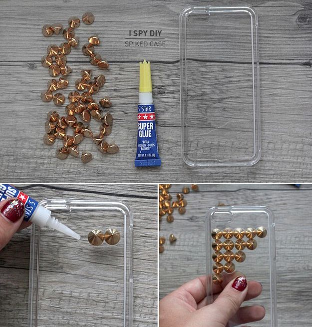 Create a special phone case using a basic cover and spikes or any other beads th