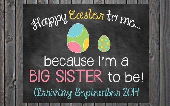 Custom Printable Easter Pregnancy Announcement // Pregnancy Reveal // Big Sister