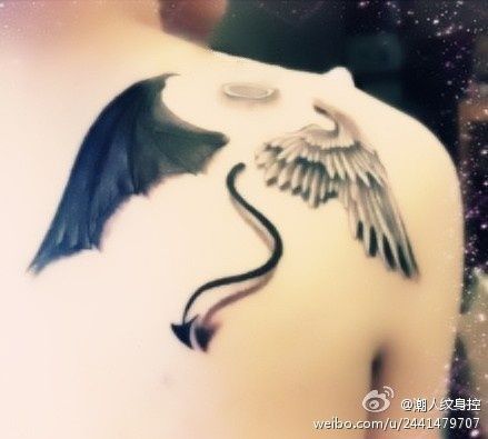Cute tattoo! But maybe in a different place, and with horns around the halo….
