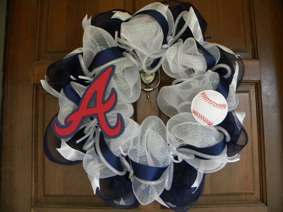 Deco Mesh Atlanta Braves Baseball Wreath. My next project.