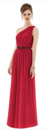 Dessy – Greek inspired red bridesmaid dress