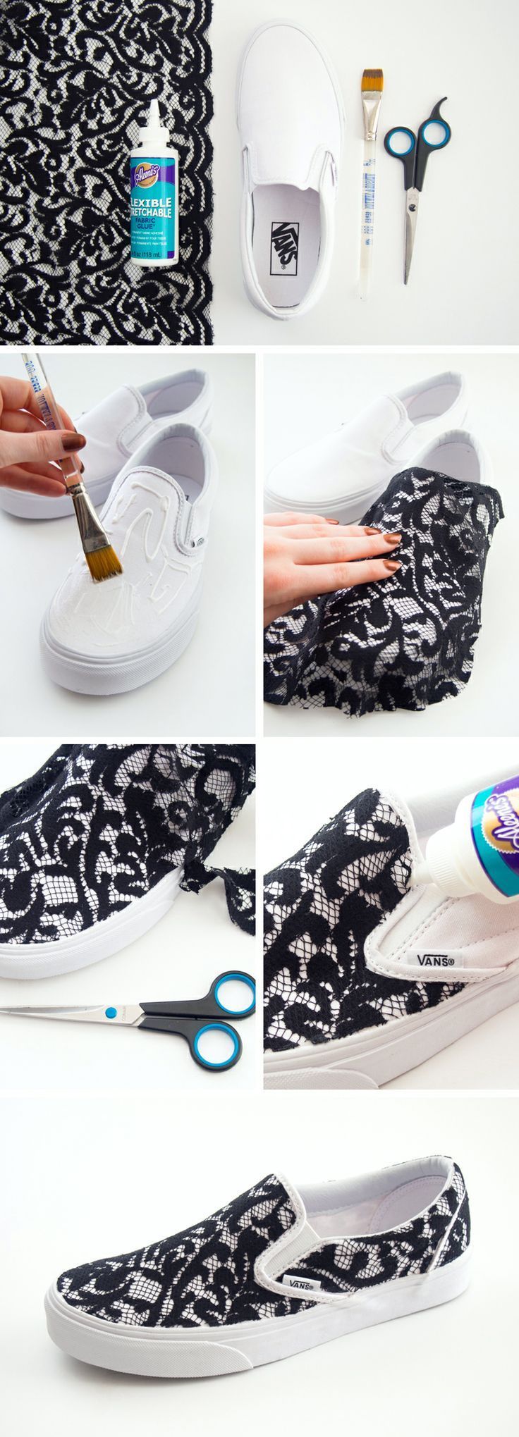 DIY Lace Slip-on Vans Sneakers.