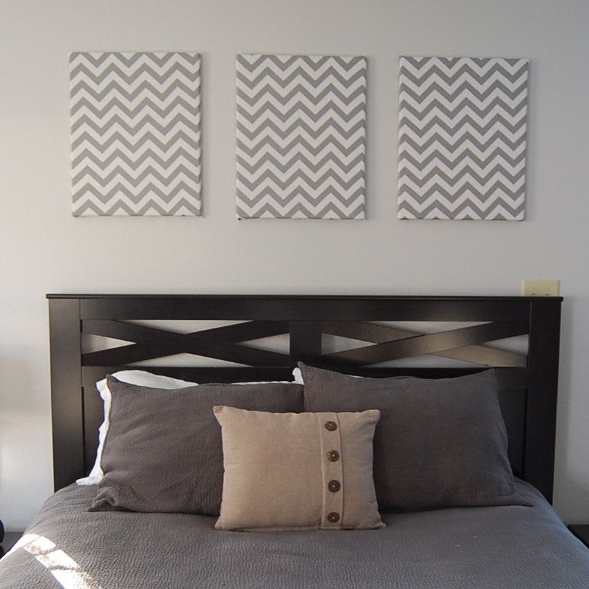 DIY wall decor – Chevron fabric covered canvases!