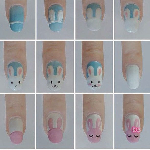 “Easter nails tutorial – learn how to draw cute rabbits” My mom asked me today i