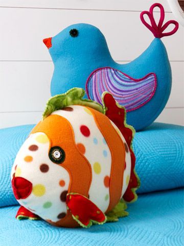 Free Fleece Pillow Fish & Bird Toys Sewing Patterns & Tutes