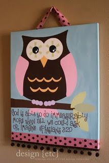 girl owl.  simple painting for paint party.
