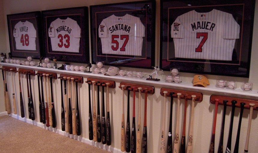 Good idea for framing jerseys and displaying bats and baseballs
