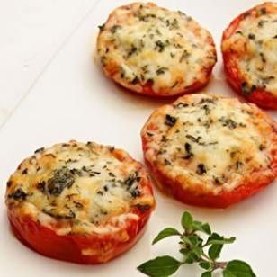 Healthy food. Baked parmesan tomatoes.