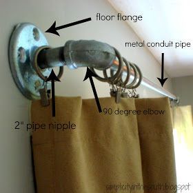 How to make a galvanized curtain rod from plumbing parts and electrical conduit