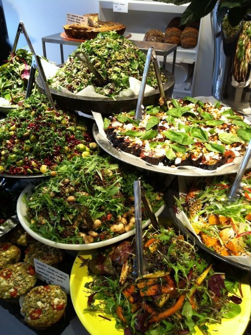 just for inspiration…big overflowing  fresh salads of all sorts…  Ottolenghi
