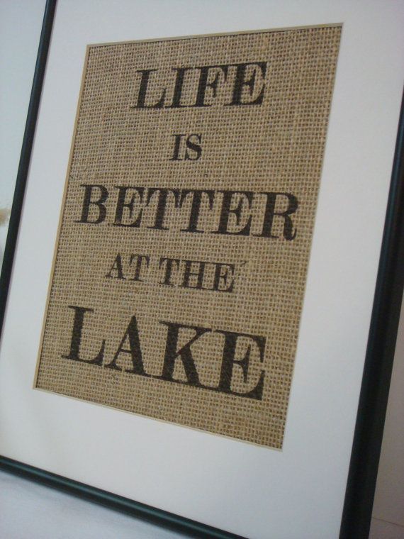 Lake House Sign on natural burlap cottage beach home decor