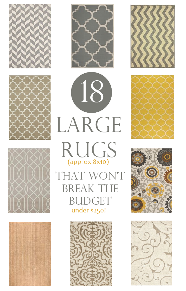 Large area rugs that wont break the budget. These are 8×10 rugs for under $250.