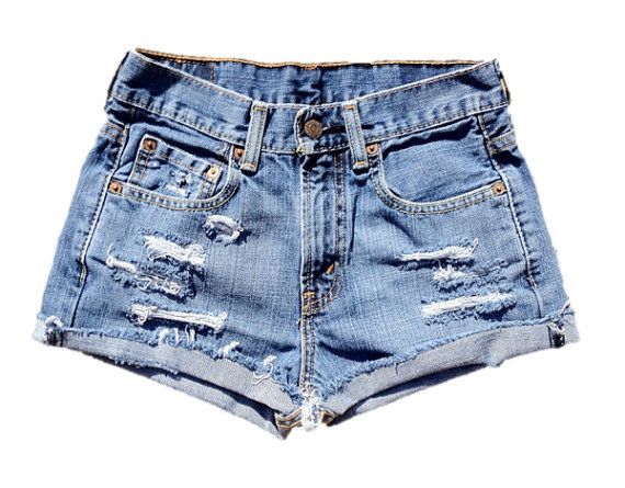 Levis Distressed High Waisted Cut Off Jean Shorts