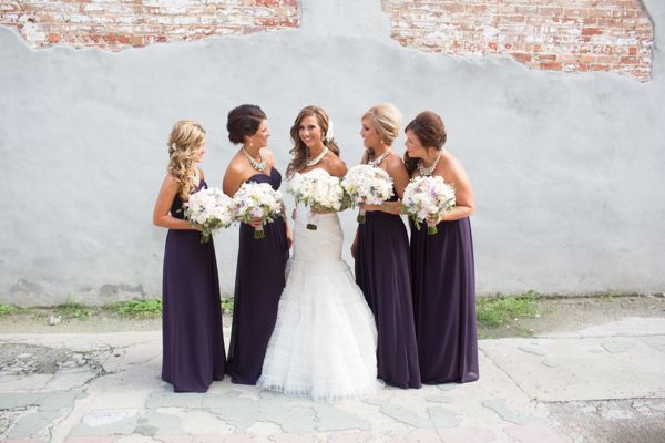 long dark purple bridesmaids dresses