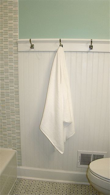 Love the beadboard in the bathroom with the towel hooks and add a small ledge to