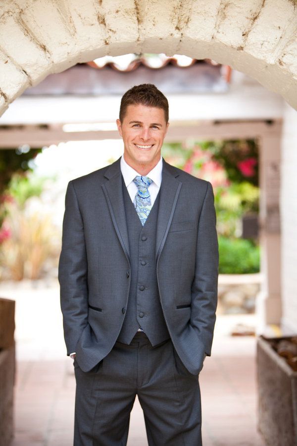 LOVE the gray 3 piece suit with blue paisley tie! Dont forget the pocket square.