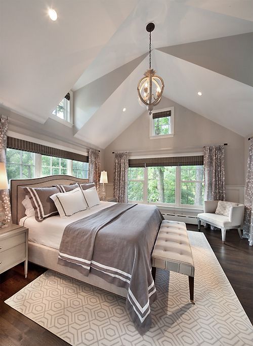 Love this master bedroom, how open and spacious. the tall ceilings really give i
