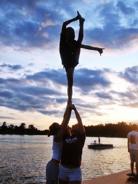 My daughter was a flyer in cheerleading – and could do this! Yes, I had a heart