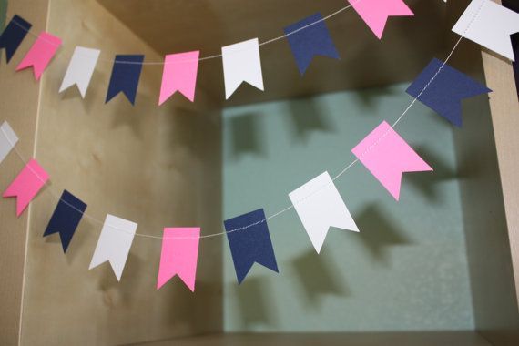 Navy Blue Pink and White Paper Garland by SimplyScissors on Etsy, $10.00 nautica